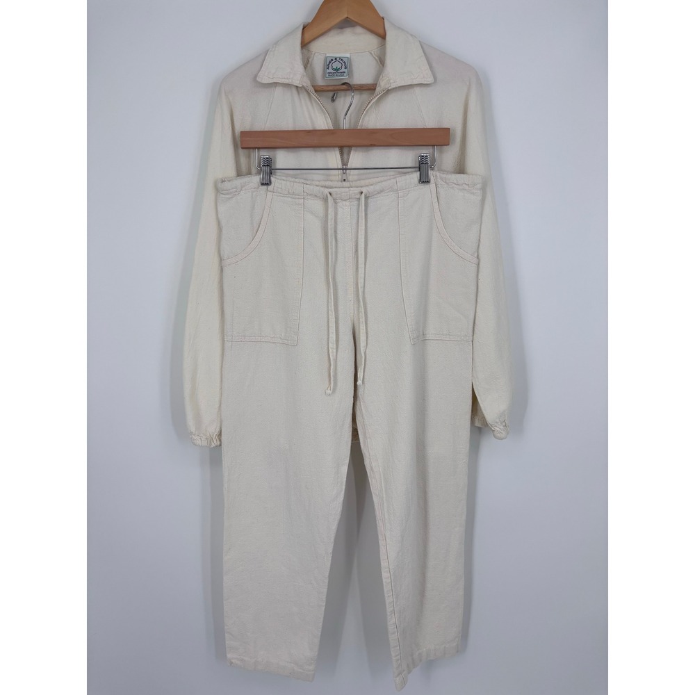VTG Aries & Taurus Drawstrings Jacket Pants Tracksuit Set Womens S Ecru Lounge
